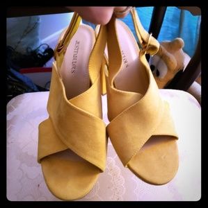 Chunky Yellow Block Heels
